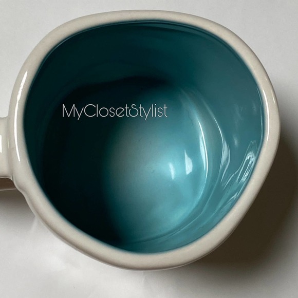 Rae Dunn MERMAID Ceramic Mug Rare Aqua Blue Inside NEW! OG Coffee Large Tea Cup - Picture 3 of 8